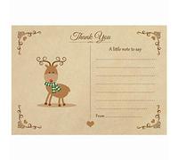 Artstore Vintage Reindeer Christmas Thank You Note Cards With White Envelopes - Pack of 20