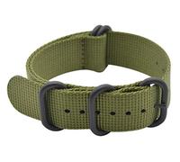 ArtStyle Watch Band with Ballistic Nylon Material Strap and High-End Black Buckle (Matte Finish Buckle) (22mm, Army Green)
