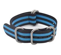 ArtStyle Watch Band with Colorful Nylon Material Strap and Heavy Duty Brushed Buckle, Black/Blue, 22 mm, Simple
