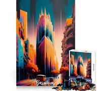 Artsy Barcelona 1000 Piece Jigsaw Puzzles for Adults Cognitive Boost Snug Edge Fun Play Table Accent (38x52cm)
