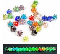 Artsy Crafts 30 Pcs Assorted Glow in The Dark Firefly Beads 10mm European Lampwork Luminous Glass Beads for Jewelry Making Charm Bracelet Necklace Earrings Crafts (Flower - Mix)