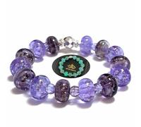 ARTSY Crafts Glow in The Dark Firefly Beads Bracelet, Handmade in USA, Colorful Donut Beads Luminous Murano Glass Jewelry Mermaid Moonstone Crystals Jewelry Gift, 6-7 inches, Glass, Agate
