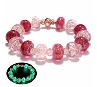 ARTSY Crafts Glow in The Dark Firefly Beads Bracelet, Handmade in USA, Colorful Donut Beads Luminous Murano Glass Jewelry Mermaid Moonstone Crystals Jewelry Gift, 6-7 inches, Glass, Agate