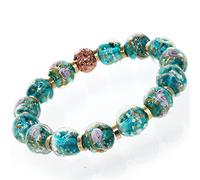 ARTSY Crafts Glow in The Dark Firefly Beads Bracelets, Ocean Blue Luminous Murano Glass Beads Jewelry Mermaid Crystals Healing Inspirational Bracelet Bangle, Wrist 6-7 in, Glass, Agate