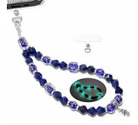 ARTSY Crafts Glow in The Dark Firefly Beads Phone Wrist Strap with Tether Tab, Detachable Gemstone Beaded Cellphone Bracelet Wristlet, Handmade in USA (Lapis Lazuli)