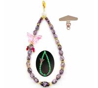 ARTSY Crafts Glow in The Dark Firefly Beads Phone Wrist Strap with Tether Tab, Murano Style Glass Beads Cellphone Chain Lanyard Wristlet, Handmade in USA