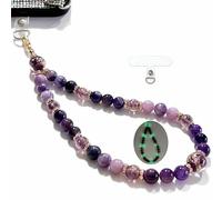 ARTSY CRAFTS INC Glow in The Dark Firefly Beads Phone Wrist Strap, CellPhone wrist lanyard Charm Wristlet Bracelet with Tether Tab, Fits iPhone/Galaxy/Pixel, Handmade in USA (Amethyst)