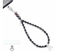 ARTSY CRAFTS INC Glow in The Dark Firefly Beads Phone Wrist Strap, CellPhone wrist lanyard Charm Wristlet Bracelet with Tether Tab, Fits iPhone/Galaxy/Pixel, Handmade in USA, 8 inches long, Glass, No
