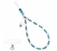 ARTSY CRAFTS INC Glow in The Dark Firefly Beads Phone Wrist Strap, CellPhone wrist lanyard Charm Wristlet Bracelet with Tether Tab, Fits iPhone/Galaxy/Pixel, Handmade in USA, 8 inches long, Glass, No