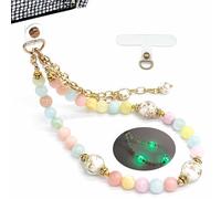 ARTSY CRAFTS INC Glow in The Dark Firefly Beads Phone Wrist Strap, CellPhone wrist lanyard Charm Wristlet Bracelet with Tether Tab, Fits iPhone/Galaxy/Pixel, Handmade in USA (Pastel Morganite)