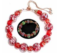 ARTSY Crafts Lily Garden Glow in the Dark Firefly Bead Bracelets Necklaces, Handmade in USA Murano Glass Jewelry, Flower Luminous Beads Mermaid Crystal Bracelet Bangle, 6-7", Glass, no gemstone