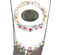 ARTSY Crafts Lily Garden Glow in the Dark Firefly Bead Bracelets Necklaces, Handmade in USA Murano Glass Jewelry, Flower Luminous Beads Mermaid Crystal Bracelet Bangle, 6-7", Glass, no gemstone