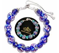 ARTSY Crafts Lily Garden Glow in the Dark Firefly Bead Bracelets Necklaces, Handmade in USA Murano Glass Jewelry, Flower Luminous Beads Mermaid Crystal Bracelet Bangle, 6-7", Glass, no gemstone