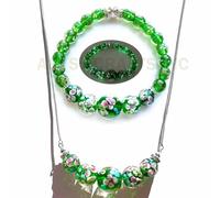 ARTSY Crafts Lily Garden Glow in the Dark Firefly Bead Bracelets Necklaces, Handmade in USA Murano Glass Jewelry, Flower Luminous Beads Mermaid Crystal Bracelet Bangle, 6-7", Glass, no gemstone