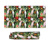 Artsy Cute Parrot Palm Leaves Large Gaming Mouse Pad - Desk Mat for Keyboard and Mouse with Non-Slip Rubber Base, Desk Pad Mat with Stitched Edges, Keyboard Mousepad for Work Game Office 16x29.5in
