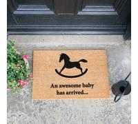 Artsy Doormats Awesome Baby Has Arrived Rocking Horse Doormat