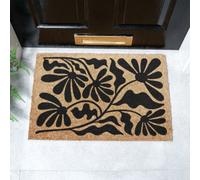 Artsy Doormats Black Quirky Floral Pattern Doormat (60 X 40Cm)