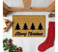 Artsy Doormats Christmas Trees With Merry Christmas Greeting Doormat