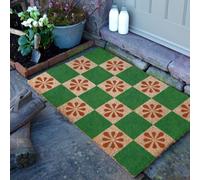 Artsy Doormats Green Petal Checkerboard Doormat (90 X 60Cm)