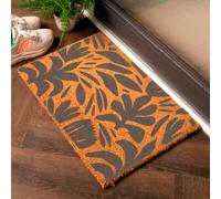 Artsy Doormats Grey Abstract Leaf Pattern Doormat