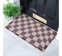 Artsy Doormats Wavey Checkerboard Chocolate Brown Indoor Outdoor Doormat (70 X 40Cm)