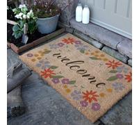 Artsy Doormats Welcome Floral Border Doormat (90 X 60Cm)