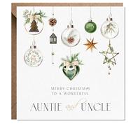 Artsy Gift Co - Aunt and Uncle Christmas card - Family Christmas Cards - Auntie and Uncle in law Xmas Card - Couple - Both of You - Sentimental Luxury Gift (Aunt and Uncle baubles)