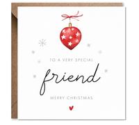 Artsy Gift Co - Best Friend, bestie Christmas Card Female- Sister Festive Card with Kraft Envelope - Best Friend Birthday Gift for Female, Women, Girls - Perfect for Bestie Gift (Red Heart)