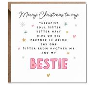 Artsy Gift Co - Best Friend, bestie Christmas Card Female- Sister Festive Card with Kraft Envelope - Best Friend Birthday Gift for Female, Women, Girls - Perfect for Bestie Gift (Pink)