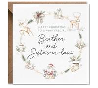 Artsy Gift Co - Brother and Sister in law Christmas card - Family Christmas Cards - Brother and Sister in law Xmas Card - Couple - Son Daughter - Sentimental Gift (Brother and Sister-inlaw wreath)