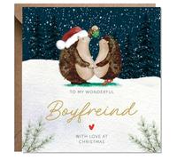 Artsy Gift Co - Cute Hedgehog Christmas Card for Boyfriend - Made of Premium Card Stock with Envelope - Adorable Holiday Keepsake Card to Show Your Love this Christmas
