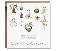 Artsy Gift Co - Grandparents Christmas card - Family Christmas Cards - Nan & Grandad Xmas Card - Mother Father - - Sentimental Luxury Gift (Grandparents baubles)