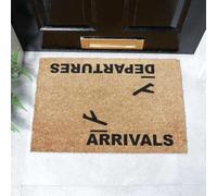 Artsy Mats - Arrivals and Departures Doormat - Made from Tufted Coconut Fibre - Non-Slip Natural Rubber Backed Door Mats Indoor - Heavy Duty, Decorative Outdoor Mats (60x40cm)