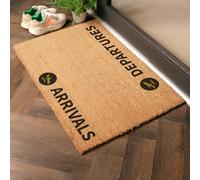 Artsy Mats - Arrivals & Departures Coir Doormat - Made from Tufted Coconut Fibre - Non-Slip Natural Rubber Backed Doormats Indoor - Heavy Duty, Decorative Outdoor Mats (90 x 60cm)