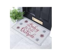 Artsy Mats Baby it's Cold Outside Outdoor Doormat in Grey | Size: 40 cm x 70 cm Artsy Mats Grey 40 cm x 70 cm