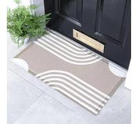 Artsy Mats Beige Abstract Lines Pattern Indoor & Outdoor Door Mat - Incredibly Durable & Weatherproof Doormats - Non Slip Mat, (70x40 cm)