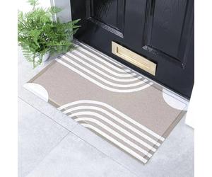 Artsy Mats Beige Abstract Lines Pattern Indoor & Outdoor Door Mat - Incredibly & Weatherproof Doormats - Non Slip Mat, (70x40 cm)