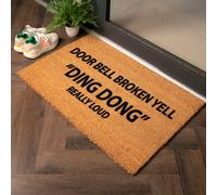 Artsy Mats Bell Broken Yell Ding Dong Country Size Coir Doormat in Grey | Size: 60 cm x 90 cm Artsy Mats Grey 60 cm x 90 cm