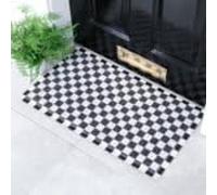 Artsy Mats Black Check Pattern Indoor & Outdoor Doormat - Incredibly & Weatherproof Doormats - Washable Non Slip Mat, (70x40cm)