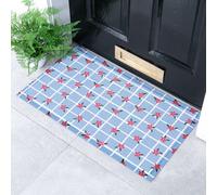 Artsy Mats Blue Check Floral Doormat | Size: 40 cm x 70 cm Artsy Mats Multicolor 40 cm x 70 cm