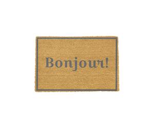 Artsy Mats Bonjour Grey Doormat - Regular 60x40cm | Size: 40 cm x 60 cm Artsy Mats Grey 40 cm x 60 cm