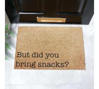 Artsy Mats - Bring Snacks Text Coir Door Mat - Made from Tufted Coconut Fibre - Non-Slip Natural Rubber Backed Door Mats Indoor - Heavy Duty, Decorative Outdoor Mats (60x40cm)