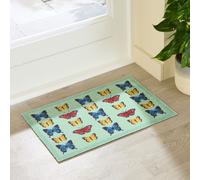 Artsy Mats Butterfly Pattern Indoor Washable Doormat 60x40cm in Light Green | Size: 40 cm x 60 cm Artsy Mats Light Green 40 cm x 60 cm