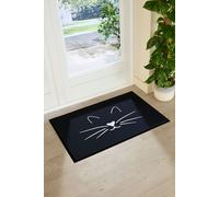 Artsy Mats Cat Face Indoor Outdoor Doormat (90 x 60cm) in Black | Size: 90 cm x 60 cm Artsy Mats Black 90 cm x 60 cm