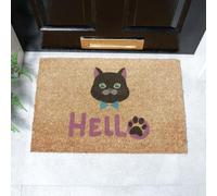 Artsy Mats Cat Hello Doormat (60 x 40cm) in Brown | Size: 40 cm x 60 cm Artsy Mats Brown 40 cm x 60 cm