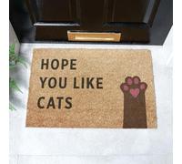 Artsy Mats - Cat Love Paw Doormat - Made from Tufted Coconut Fibre - Non-Slip Natural Rubber Backed Door Mats Indoor - Heavy Duty, Decorative Outdoor Mats (60x40cm)