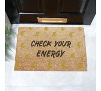 Artsy Mats Check Your Energy Doormat (60 x 40cm) in Brown | Size: 40 cm x 60 cm Artsy Mats Brown 40 cm x 60 cm