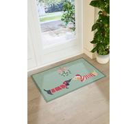 Artsy Mats Christmas Sausage Dogs Indoor Outdoor Doormat (90 x 60cm) in Green | Size: 60 cm x 90 cm Artsy Mats Green 60 cm x 90 cm