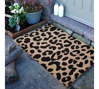 Artsy Mats - Country Leopard Print Coir Door Mat - Made from Tufted Coconut Fibre - Non-Slip Natural Rubber Backed Door Mats Indoor - Decorative Outdoor Mats, (90x60cm)