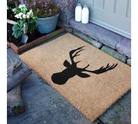 Artsy Mats - Country Stags Head Coir Door Mat - Made from Tufted Coconut Fibre - Non-Slip Natural Rubber Backed Door Mats Indoor - Decorative Outdoor Mats, (90x60cm)